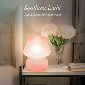 ONEWISH Dimmable Mushroom Lamp - Cute Pink Table Light