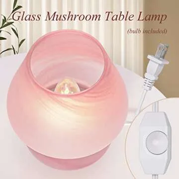 ONEWISH Dimmable Mushroom Lamp - Cute Pink Table Light