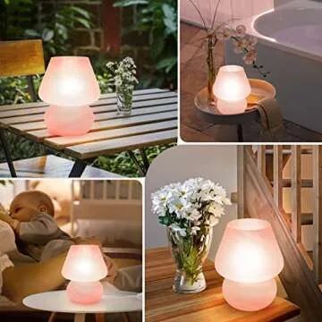 ONEWISH Dimmable Mushroom Lamp - Cute Pink Table Light