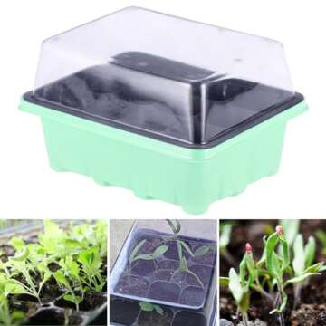 Trays Seed Starter Tray: 5-Pack Plant Starter Kit with Dome and Base Mini Propagator Plant Greenhouse Grow Kit for Growing Starting