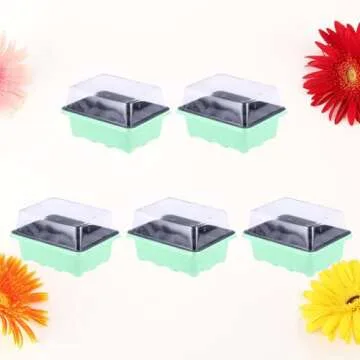 Trays Seed Starter Tray: 5-Pack Plant Starter Kit with Dome and Base Mini Propagator Plant Greenhouse Grow Kit for Growing Starting