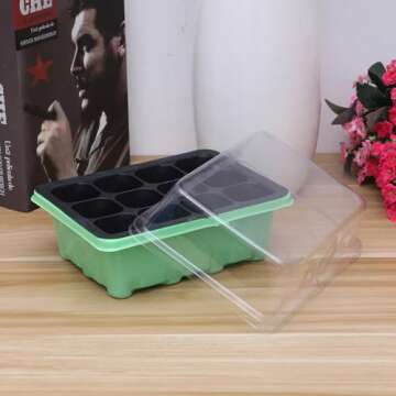 Trays Seed Starter Tray: 5-Pack Plant Starter Kit with Dome and Base Mini Propagator Plant Greenhouse Grow Kit for Growing Starting