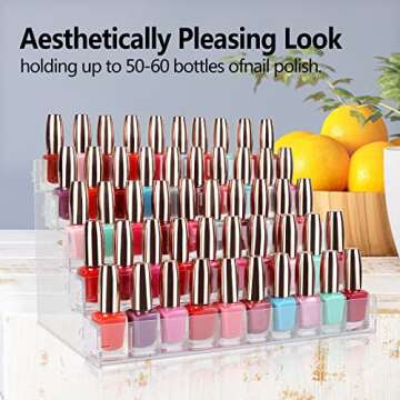 BVANQ 5 Tier Sunglasses Organizer Acrylic Sunglass Holder Nail Polish Organizer Countertop Stand Display No Pungent Acrylic Glue Assembly for Highlighting Glasses,Makeup,Essential Oil