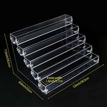BVANQ 5 Tier Sunglasses Organizer Acrylic Sunglass Holder Nail Polish Organizer Countertop Stand Display No Pungent Acrylic Glue Assembly for Highlighting Glasses,Makeup,Essential Oil