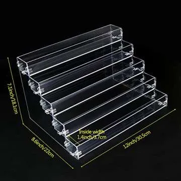 BVANQ 5 Tier Sunglasses Organizer Acrylic Sunglass Holder Nail Polish Organizer Countertop Stand Display No Pungent Acrylic Glue Assembly for Highlighting Glasses,Makeup,Essential Oil