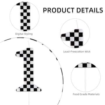 Racing Car 1st Birthday Candle for Party Decorations