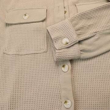 Stylish Women Waffle Knit Henley Neck Blouse for Fall