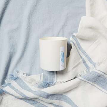 Thymes Washed Linen Candle - 8 oz Scented Candle for a Fresh Home Fragrance - Matte White Candle Jar