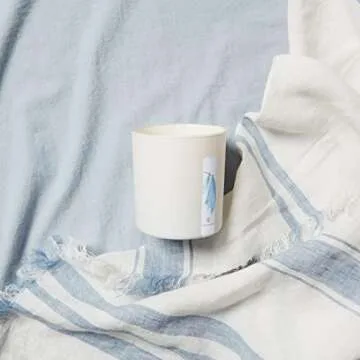 Thymes Washed Linen Candle - 8 oz Scented Candle for a Fresh Home Fragrance - Matte White Candle Jar