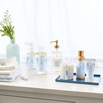 Thymes Washed Linen Candle - 8 oz Scented Candle for a Fresh Home Fragrance - Matte White Candle Jar