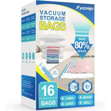 Vacuum Storage Bags - 16 Pack Space Saver with Pump