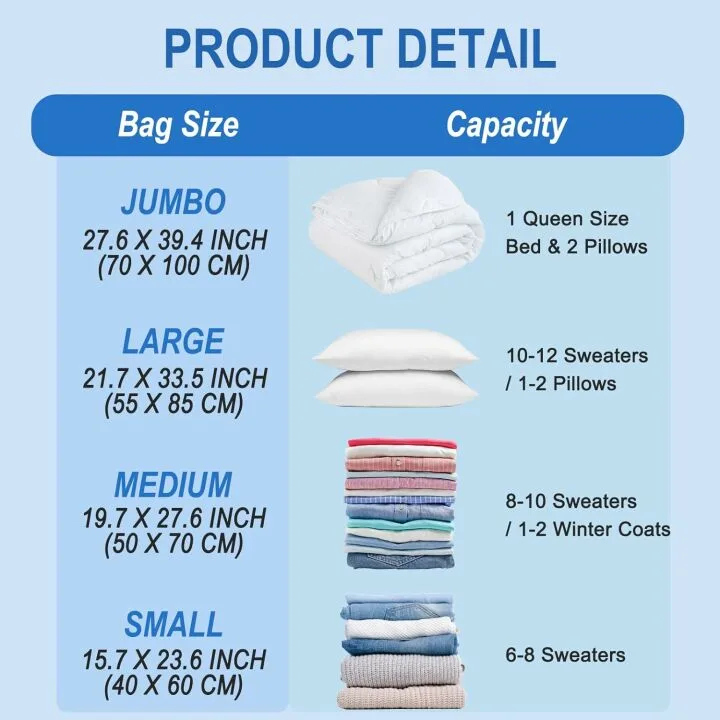 Vacuum Storage Bags - 16 Pack Space Saver with Pump