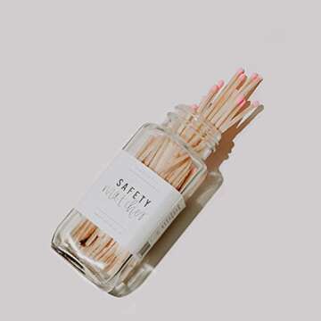 Sweet Water Decor 4" Bright Pink Safety Matches - Glass Jar | Approx. 60 Matches | Matchsticks | Hom...
