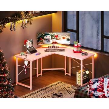 Casaottima L Shaped Gaming Desk, Corner Desk Gaming Table for Home Office, Computer Desk Sturdy Writ...
