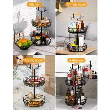 Stylish 2-Tier Fruit Basket Set for Kitchen Organization