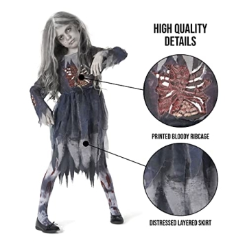Morph Zombie Costume for Girls - Scary Kids Zombie Dress