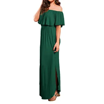 VERABENDI Off Shoulder Casual Maxi Dress for Summer