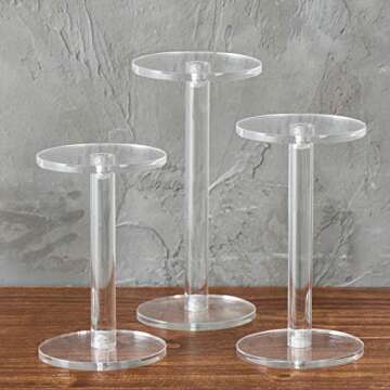 MyGift Acrylic Display Riser, Set of 3 Clear Round Acrylic Jewelry/Watch Display Pedestal Riser Stan...