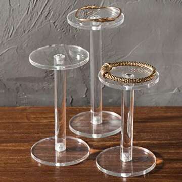 MyGift Acrylic Display Riser, Set of 3 Clear Round Acrylic Jewelry/Watch Display Pedestal Riser Stands