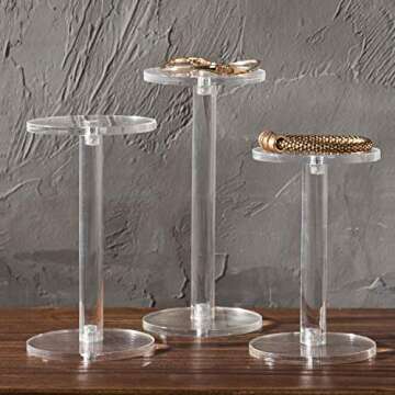 MyGift Acrylic Display Riser, Set of 3 Clear Round Acrylic Jewelry/Watch Display Pedestal Riser Stands