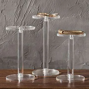 MyGift Acrylic Display Riser, Set of 3 Clear Round Acrylic Jewelry/Watch Display Pedestal Riser Stands