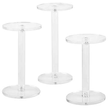 MyGift Acrylic Display Riser, Set of 3 Clear Round Acrylic Jewelry/Watch Display Pedestal Riser Stands
