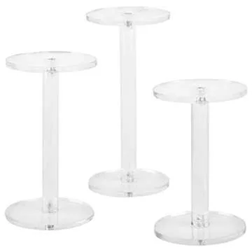 MyGift Acrylic Display Riser, Set of 3 Clear Round Acrylic Jewelry/Watch Display Pedestal Riser Stands