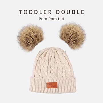 Infant Toddler Baby Knitting Woolen Hat Warm Winter Pure Color Double Pom Pom Boys Girls Beanie Cap ...
