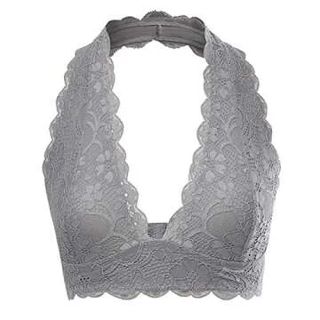 Floral Lace Halter Bralette for Women - Comfortable & Stylish