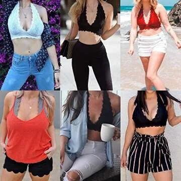 Floral Lace Halter Bralette for Women - Comfortable & Stylish