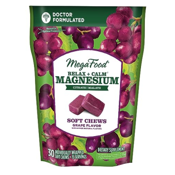 MegaFood Relax + Calm Magnesium Supplement - Soft Chews with Magnesium Citrate & Magnesium Malate fo...