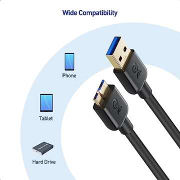 Cable Matters Long Micro USB 3.0 Cable - 15ft, External Hard Drive Cable, USB to USB-Micro B Cord, Compatible with Seagate, LaCie, Toshiba, Samsung, Western Digital/WD External Hard Drive, Black