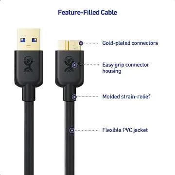 Cable Matters Long Micro USB 3.0 Cable - 15ft, External Hard Drive Cable, USB to USB-Micro B Cord, Compatible with Seagate, LaCie, Toshiba, Samsung, Western Digital/WD External Hard Drive, Black