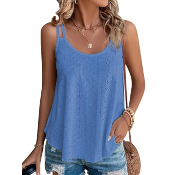 ATHMILE Women's Eyelet Embroidery Flowy Cami Tank Tops for Summer