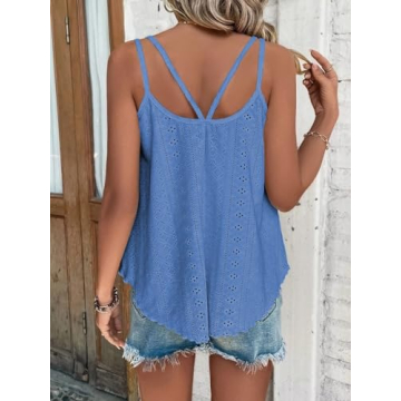 ATHMILE Women's Eyelet Embroidery Summer Tank Tops