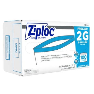 Ziploc Professional Freezer Bags 2 Gallon Double Zipper