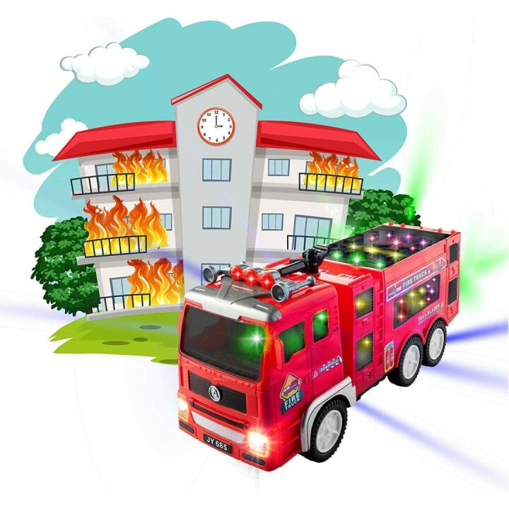 Electric Fire Truck Toy with Lights & Siren for Kids