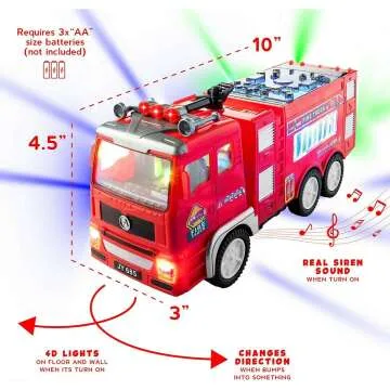 Electric Fire Truck Toy with Lights & Siren for Kids