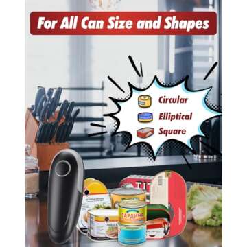 One Touch Electric Can Opener Fits All Can Sizes, Electric Can Openers for Kitchen Food-Safe with Smooth Edge, Kitchen Gadgets Automatic Can Opener for Seniors, Arthritis and Chef