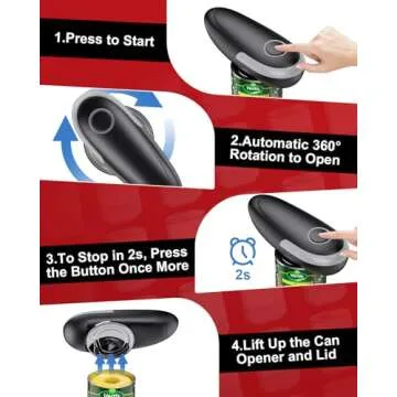 One Touch Electric Can Opener Fits All Can Sizes, Electric Can Openers for Kitchen Food-Safe with Smooth Edge, Kitchen Gadgets Automatic Can Opener for Seniors, Arthritis and Chef