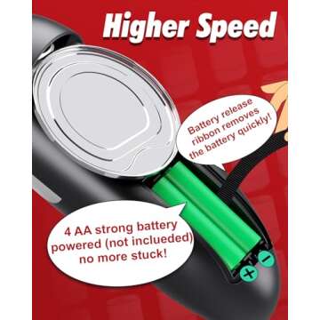 One Touch Electric Can Opener Fits All Can Sizes, Electric Can Openers for Kitchen Food-Safe with Smooth Edge, Kitchen Gadgets Automatic Can Opener for Seniors, Arthritis and Chef