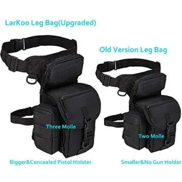 LarKoo Tactical Drop Leg Bag with Pistol Holster - Leg Panel Thigh Leg Waist Bag Fanny Pack Multipur...