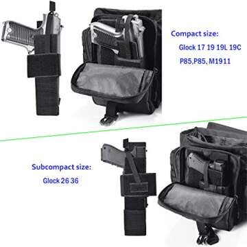 LarKoo Tactical Drop Leg Bag with Pistol Holster - Leg Panel Thigh Leg Waist Bag Fanny Pack Multipurpose Carry Concealed Gun Ammo Pouch for Handgun Shooting Range Sport