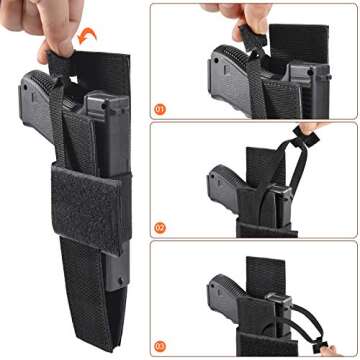 LarKoo Tactical Drop Leg Bag with Pistol Holster - Leg Panel Thigh Leg Waist Bag Fanny Pack Multipurpose Carry Concealed Gun Ammo Pouch for Handgun Shooting Range Sport