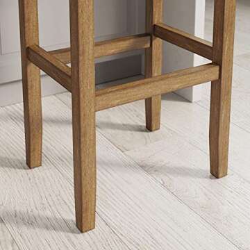 Nathan James Hylie Nailhead Wood Pub-Height Kitchen Counter Bar Stool 29", Natural Flax/Light Brown