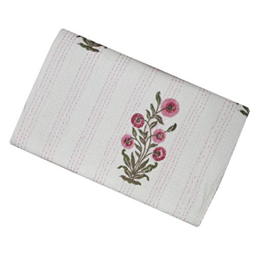 V Vedant Floral Print Kantha Quilt for Twin Size Beds