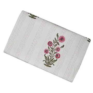 V Vedant Floral Print Kantha Quilt for Twin Size Beds