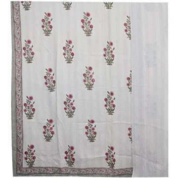 V Vedant Floral Print Kantha Quilt for Twin Size Beds