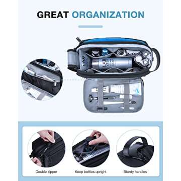 BAGSMART Toiletry Bag for Men, Large Travel Toiletry Organizer, Dopp Kit Water-resistant Shaving Bag for Toiletries Accessories - Black