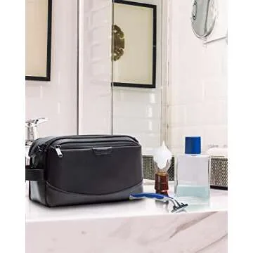 BAGSMART Toiletry Bag for Men, Large Travel Toiletry Organizer, Dopp Kit Water-resistant Shaving Bag for Toiletries Accessories - Black